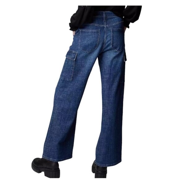Simply Vera Wang Womens High Rise Dark Cargo Utility Wide Leg Jeans Sz 6 New - Picture 3 of 11